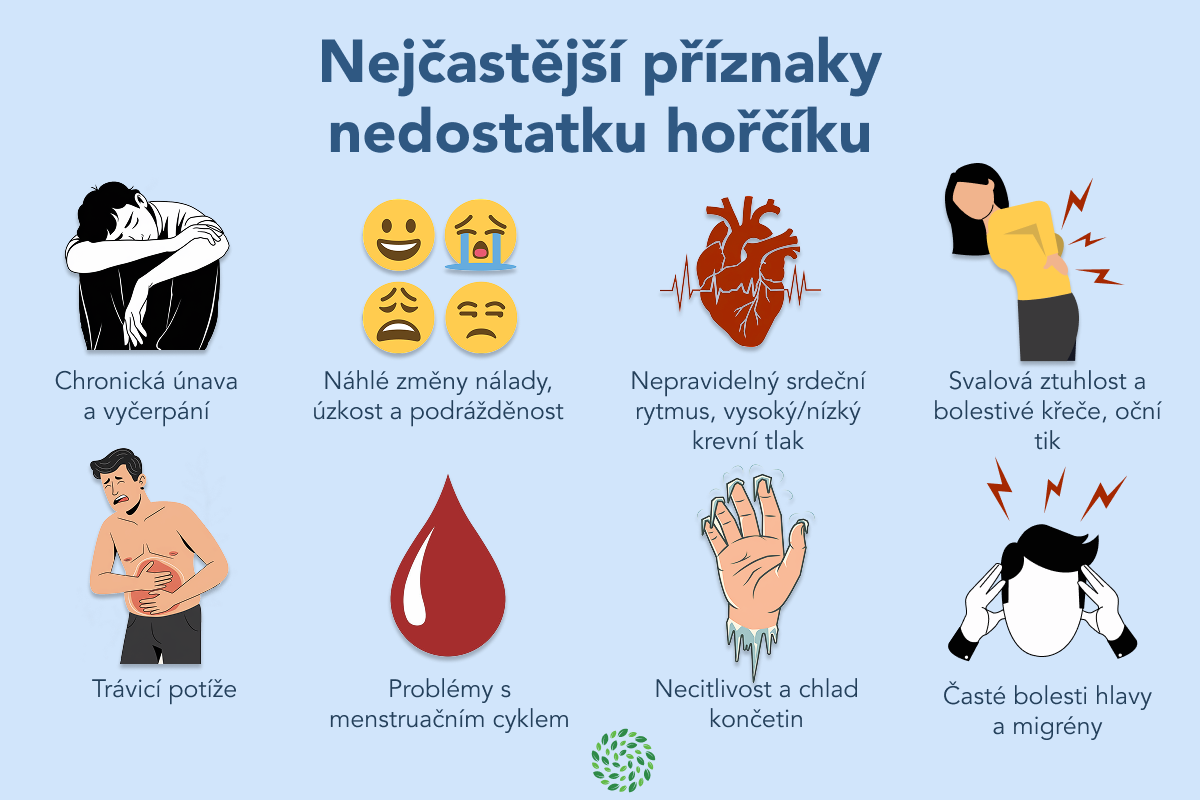 Magnesium infografika priznaky nedostatku horcika